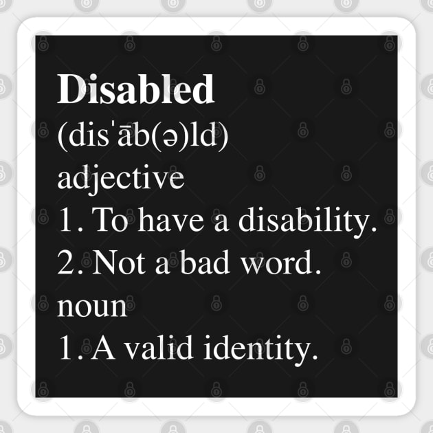 Disabled Definition Sticker by Dissent Clothing